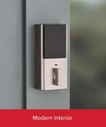 Smart Lock With Keypad Electronic Deadbolt And SmartKey Security In Satin Nickel, Modern Contemporary Design back view