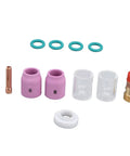 Pro Grade Welding Accessory Kit With Glass Gas Lens Set, Ceramic Nozzles, Copper Components, 12 Pieces, 2.4mm Tips For WP17 WP18 WP26 Torch Use