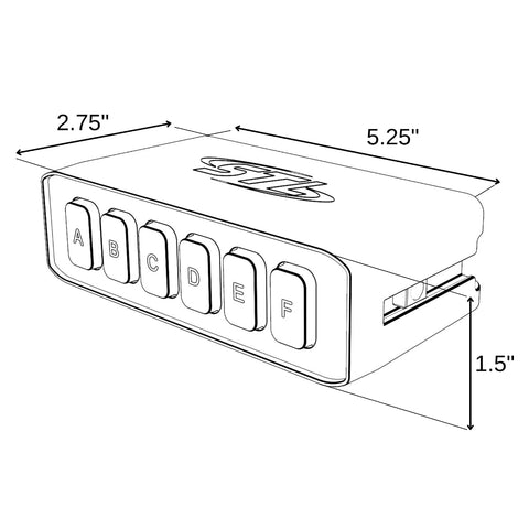 Diagram of Universal Weatherproof Rocker Panel Switch Box With On Off And Momentary Switches showing dimensions