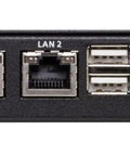 Single Port 4K Hdmi Kvm Over Ip Switch With Dual Redundant Gigabit Ethernet And Slick Remote Video Audio Control back panel ports and connections.