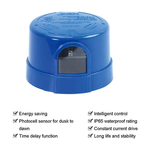 Blue One Pack Photocell For Outdoor Lighting Auto On Off Sensor Dusk To Dawn 110 To 277 VAC Easy Install IP65 Weatherproof