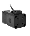 Front view of JTXSF 12V permanent-magnet brake stepper motor with four leads and mounting holes