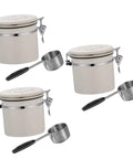 Sleek Stainless Steel Coffee Bean Storage Jars With Reliable Tight Seal Lids To Keep Your Morning Java Fresh As A Sick Kitchen Stack Canister Set Of Three with measuring scoop