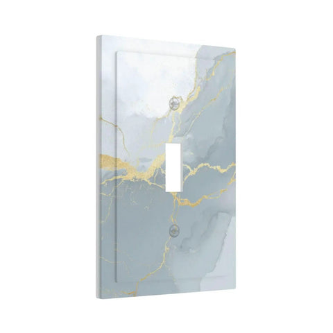 Totally Dope Grey And Gold Marble Single Toggle Switch Cover Plate With Bold Abstract Patterns Durable Plastic Wall Decor side view