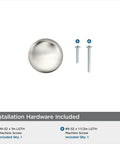 Top Notch Ten Pack Of 1.25 Inch Round Cabinet Knobs With Slick Satin Nickel Coating For Kitchen Drawers Offering A Clean Look And Rock Solid Build Quality That Really Delivers, featuring a satin nickel knob and installation screws.