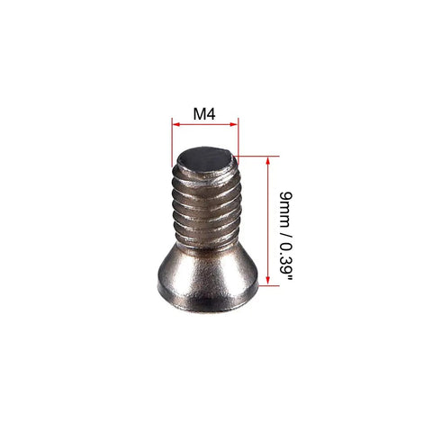 Straight Up Heavy Duty M4x9mm Torx Socket Screws With T15 Drive Flat Countersunk Head, showing a single screw with measurements.