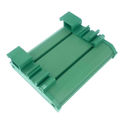 Green PVC PCB DIN Rail Mount Carrier For 35mm Wide Rails Fits 100mm By 72mm Circuit Boards 1.5-2.0mm Thick Panel Mountable