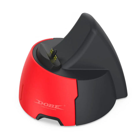 Compact Single Slot Charging Stand For Elite Controller Dock, red and black, ABS build, angled view, Ultra Durable, Quick Charge Tech.