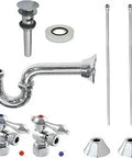 Old-School Traditional Vessel Sink Trim Kit With P-Trap And Overflow, Polished Chrome, Solid Brass with 2 Angle Stops and Fittings