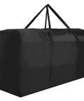 Patio Waterproof Extra Large Cushion Storage Bag With Handles, Zippered Outdoor Furniture Cover, black, side view