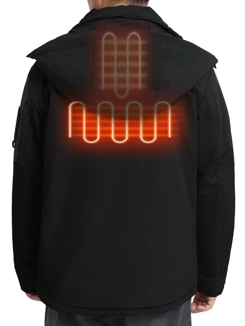 Heated Ski Jacket With 4D Smart Heating Windproof Waterproof Shell Graphene Lined Insulated Coat with glowing back panel