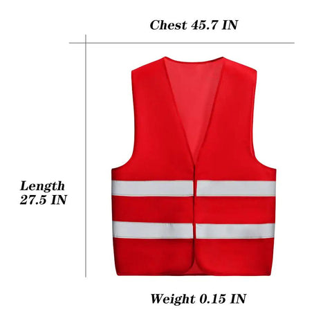 High Visibility Reflective Running Vest For Men And Women, 360 Degree Bright Safety Vest, Red, Lightweight Breathable DTY Polyester, size details shown
