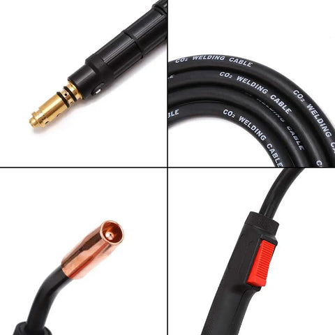 Close-up of Heavy Duty 15 Foot 100 Amp MIG Welding Gun Stinger Replacement For Lincoln Magnum 100L K5305 components