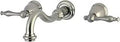 Wall Mount Bathroom Faucet In Brushed Nickel With Antique Style Detailing Solid Brass Construction Drip Free Ceramic Disc Cartridge 1.2 GPM