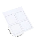 Four square silicone furniture feet pads shown on a white background, 4cm size. Part of Eight Pack Non Slip Silicone Furniture Feet Pads For Chair Legs And Home Furniture, Wear Resistant Cushions That Protect Floors And Reduce Noise, Transparent Design For Tables, Sofas, Washing Machines, And More.