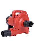Gotta Have This Hardcore Industrial Dust Collector Blower And Suction Vacuum Cleaner With A Badass 1480 Watt Motor angled view showing red casing and nozzle.
