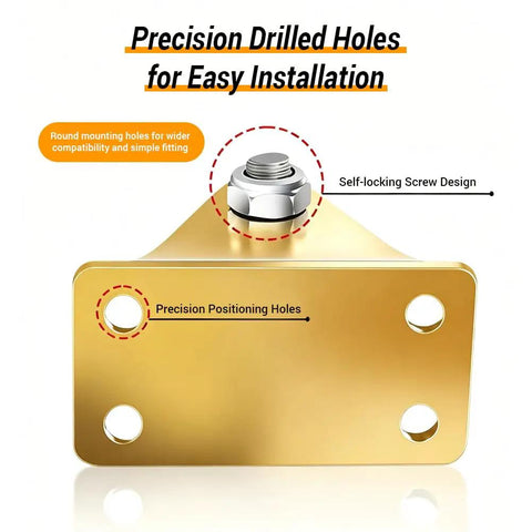 Built Different Four Pack V Groove Wheel Pulley Block Forged From Tough Carbon Steel Rope Reel With Galvanized Mounts showing precision drilled holes for installation.
