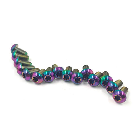 Set Of 4 Titanium M5 X 12mm Water Bottle Cage Bolts For MTB Bikes Colorful 6Al4V Grade 5 Titanium Alloy Button Torx T25 Drive