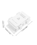 Heavy Duty White Waterproof Plastic Electrical Junction Box For Wiring Security Cameras And Electronic Components With UV Resistance For Outdoor Commercial Use, dimensions shown.