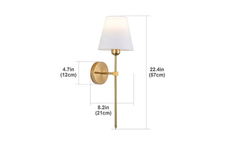 Set Of 2 Dimmable Wall Sconces With Remote Control Plug In Indoor Not Hardwired Mid Century Modern Gold 21 Inch Wall Lamps dimensions diagram