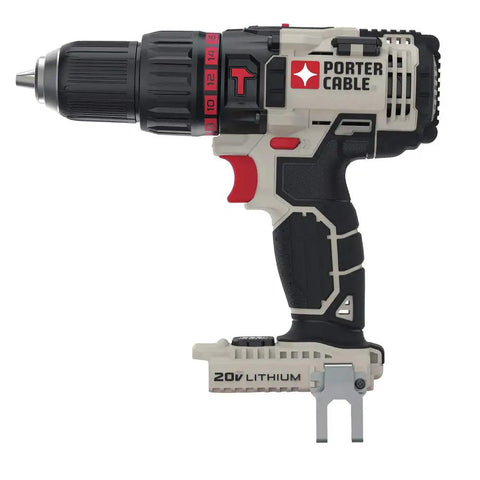 No Nonsense 20V Cordless Hammer Drill Commercial Bare Tool with Brushless Motor and Ratcheting Chuck, side view.