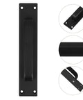 Black Exterior Door Handle Heavy Duty Barn Door Pull With Surface Mount Holes Universal Fit For Sliding Doors Rustic Garden Gate Balcony Exterior Closets And Fence Gate Hardware, featuring black metal surface mount