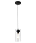 Industrial Pendant Light Fixture With Clear Glass Shade, Vintage Hanging Lighting For Kitchen Island, Dining Room, Hallway, And Bedroom, E26 Base UL Listed, Rustic Farmhouse Vibe Ceiling Light with a black metal frame