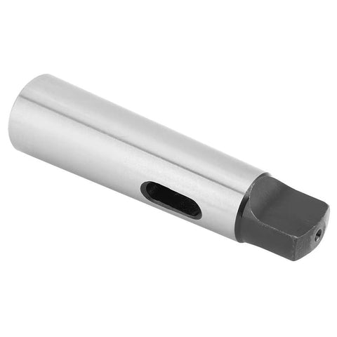 MT4 Morse taper adapter sleeve, side view; metal cylindrical tool with gray end for lathe/milling