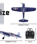 Brushless 4CH RC Plane F4U Corsair Stunt Model 500mm Wingspan with Gyro Stabilization RTF showing size and remote control