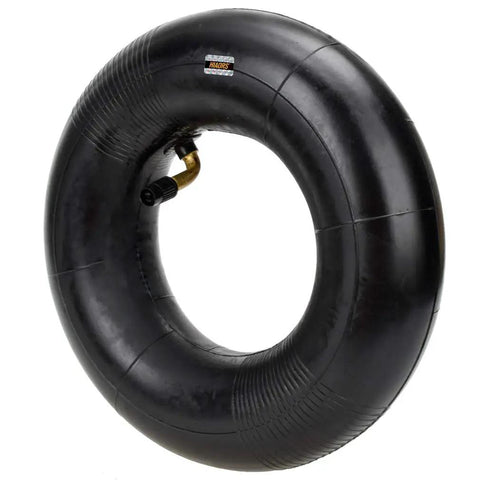 9X3.50-4 And 2.80-4 2.50-4 beefed up heavy duty inner tube with bent valve stem for hand trucks and utility carts close-up view