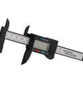 YUEHISY Digital Caliper Mini LED 0 100mm Plastic Lightweight Portable in black showing measurement display and buttons.