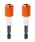Two Pack Magnetic Quick Change Bit Holders With A Quarter Inch Hex Shank Drill Bit Extensions, Auto Locking Magnetic Eject System