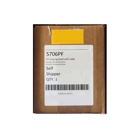 S706PF UV viewing head in shipping box with cable, designed for pipe fitting connection and secure delivery.