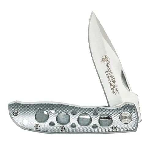 EDC Ready Folding Knife With 3.2 Inch Drop Point Blade, Rugged Aluminum Handle, 7Cr17MoV Steel, 7.3 Inch Overall Length, Pocket Clip, Silver