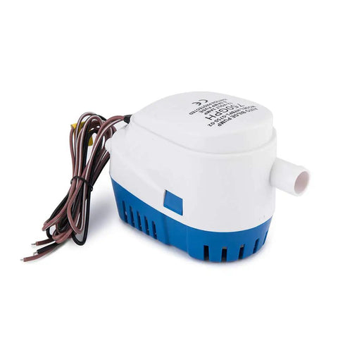 Automatic Submersible Bilge Pump 12V 750 GPH With Float Switch And Snap Off Strainer Three Quarter Inch Outlet For Boats Ponds Pools And RVs