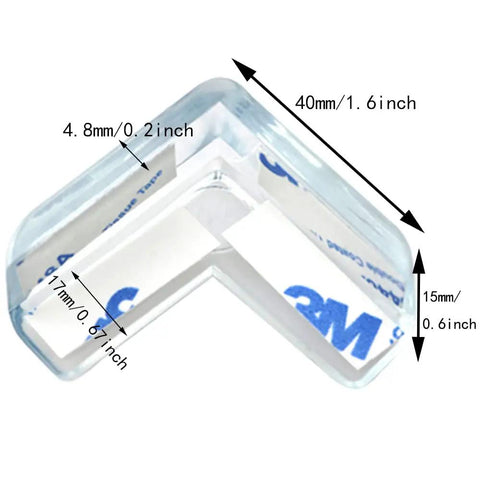 Heavy Duty Crystal Clear Corner Guards For Furniture Bed And Desk 12 Pack L Shaped Adhesive Bumpers dimensions with tape visible