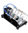 Four Coil V Type Reciprocating Motor Kit For DC Five Volt Electromagnetic Science DIY With Ball Bearings on acrylic base