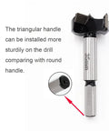 Rock Solid 5 Piece Forstner Drill Bit Set Packing Tungsten Carbide Tips 35mm with triangular handle for sturdy installation.