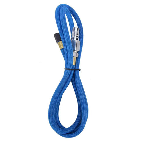Badass Pneumatic Micro Die Grinder Screaming At 35000 RPM Air Powered Polisher And Engraver With Quick Change 3 To 6 Mm Collet Air hose in blue with connectors, suitable for pneumatic tools.