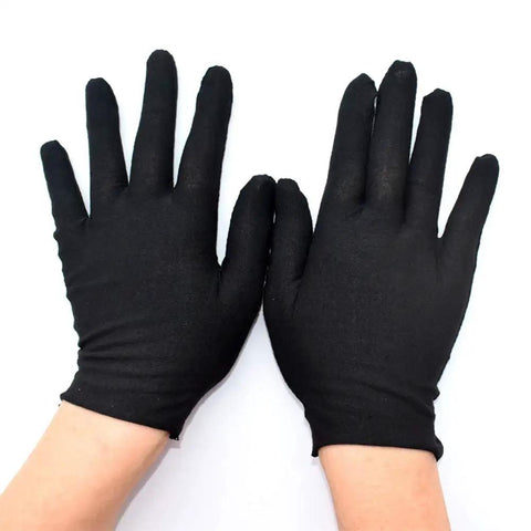 Six Pairs Black Cotton Work Gloves For Coin And Jewelry Inspection And Everyday Handling Women And Men One Size Fits Most
