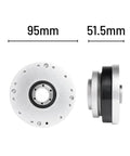 Front view and side view of SHF-20-II Strain Wave Gear Reducer for Automation and Stepper Motor Systems, showing dimensions.