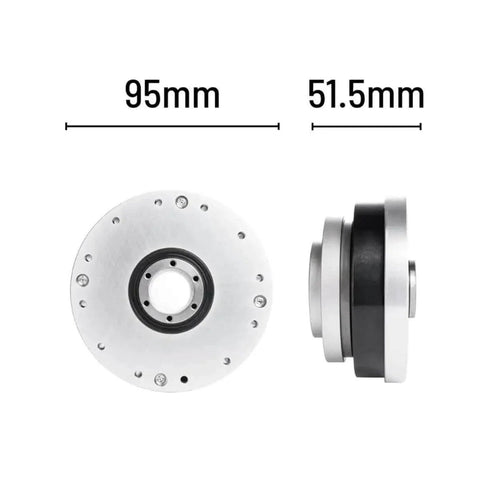 Front view and side view of SHF-20-II Strain Wave Gear Reducer for Automation and Stepper Motor Systems, showing dimensions.