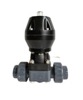 Heavy Duty Pneumatic Diaphragm Valve Double Acting Plastic Housing For Compressed Air And Coolant Lines Offering Smooth Motion And A Bulletproof Leak Barrier Dn25 Projects front view.