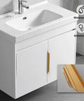 5 Pack 400mm Black Edge Finger Pull Drawer Door Handle on white bathroom cabinet