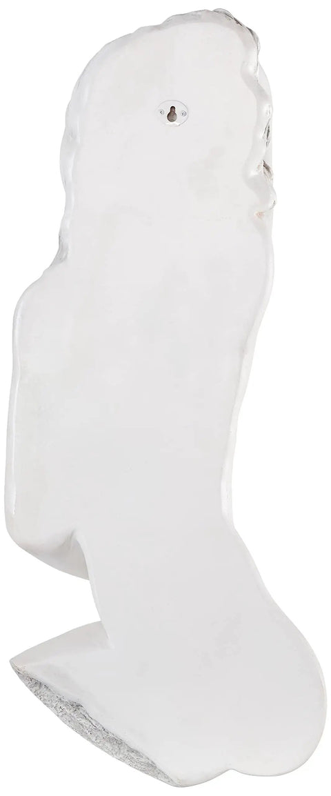 Back view of Twist Woman Wall Sculpture in cast stone resin with antique stone finish, showing 25-inch nude figure for romantic decor.