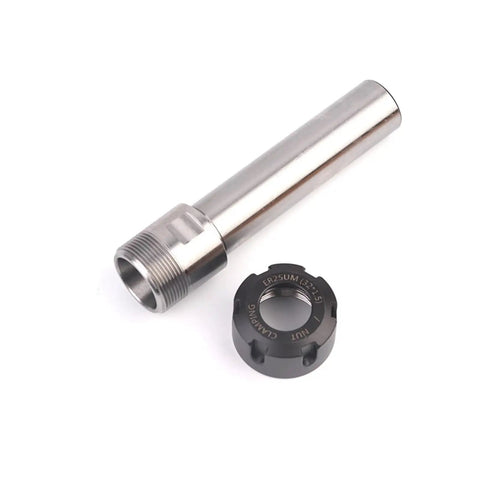 C16 To ER11 Straight Shank Extension Bar 100mm Heavy Duty Coupling Adapter For CNC Milling And Lathe Rigs, including nut and details.
