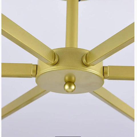 Modern Ceiling Pendant Light Featuring Transparent Crystal And Polished Gold Cylinder Frame For Living Room Bedroom Hotel Lobby Energy Saving Fixtures view of gold frame base and arms.