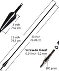 Dimensions of 12 Pack Archery Hunting Arrows For Compound Bow Or Recurve Bow With Removable Tips And Adjustable Nocks