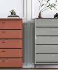 Two modern dressers with sleek cabinet pull handles, showcasing 10 piece modern silver square arch cabinet pull handles set in aluminium alloy wire finish.