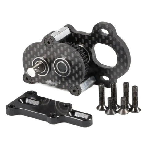 Ultra Light Portal Transmission With 48P Gears And Sleek Carbon Fiber Tiny Gearbox with mounting plate and screws.
